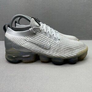 Womens Size 7.5 Nike Air VaporMax Flyknit 3 Shoes White Silver Running‎ Sneakers